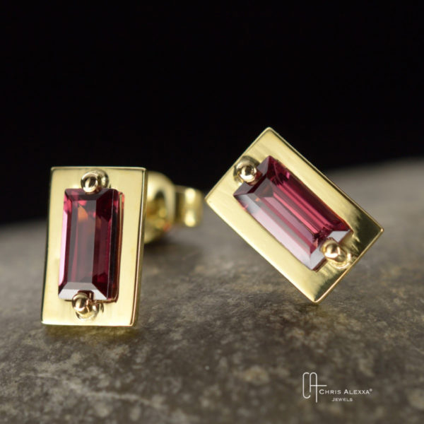 Boucles d'oreilles rhodolite or