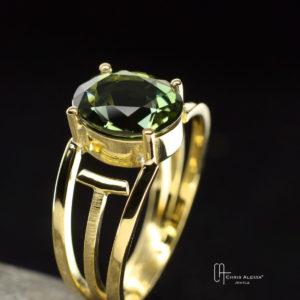 Bague tourmaline verte et or