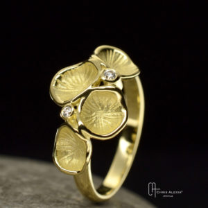 Bague or et 2 diamants Pollen