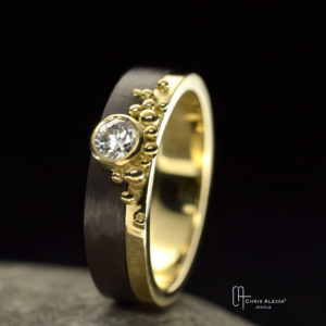 Bague carbone or diamant Chris Alexxa