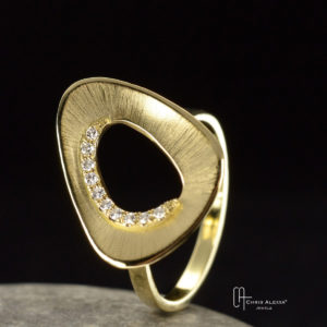 Bague corolle creuse or et diamants Chris Alexxa